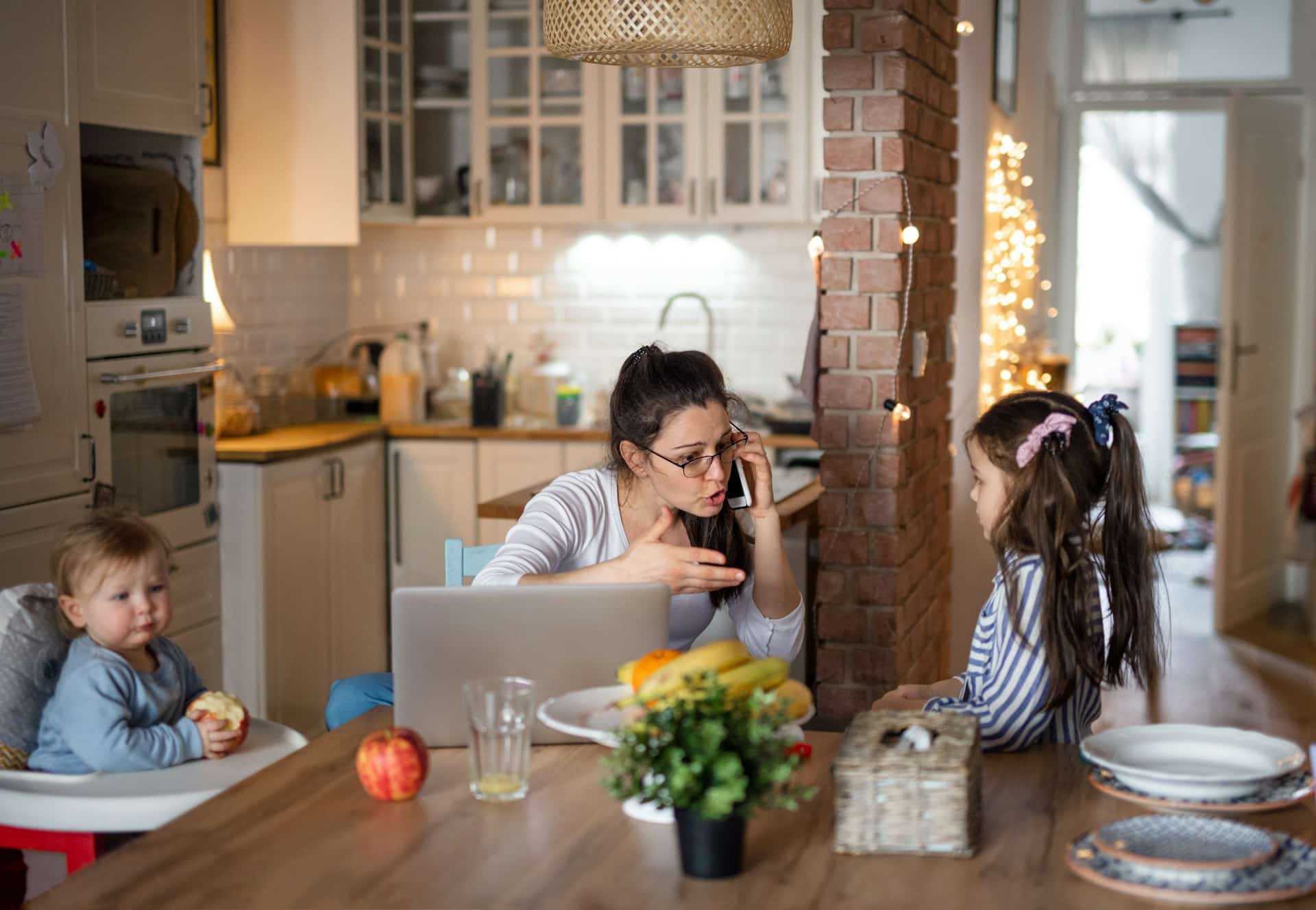 mother and daughter at home